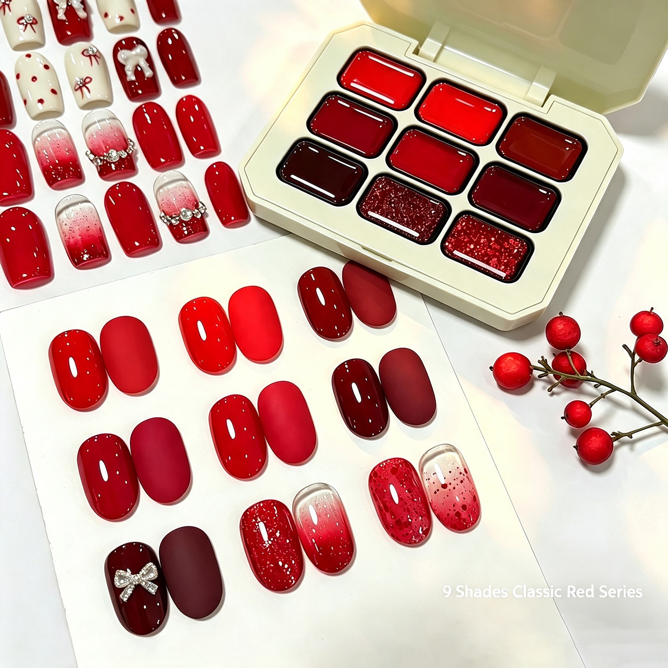 Resin Glitter Pack - 9 Farben Klassisches Rotes Festes Nagelgel,
