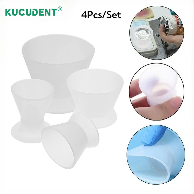 Mixing Cup Silicone - 4-teiliges Set Dental-Silikon-Mischbecher Gummi-Mischschale Flexibler Selbsthärtender