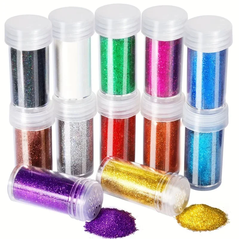 Resin Glitter Pack - 12er-Pack Extra Feines Glitzerpulver Schüttelglas Multi-Sortiment-Set